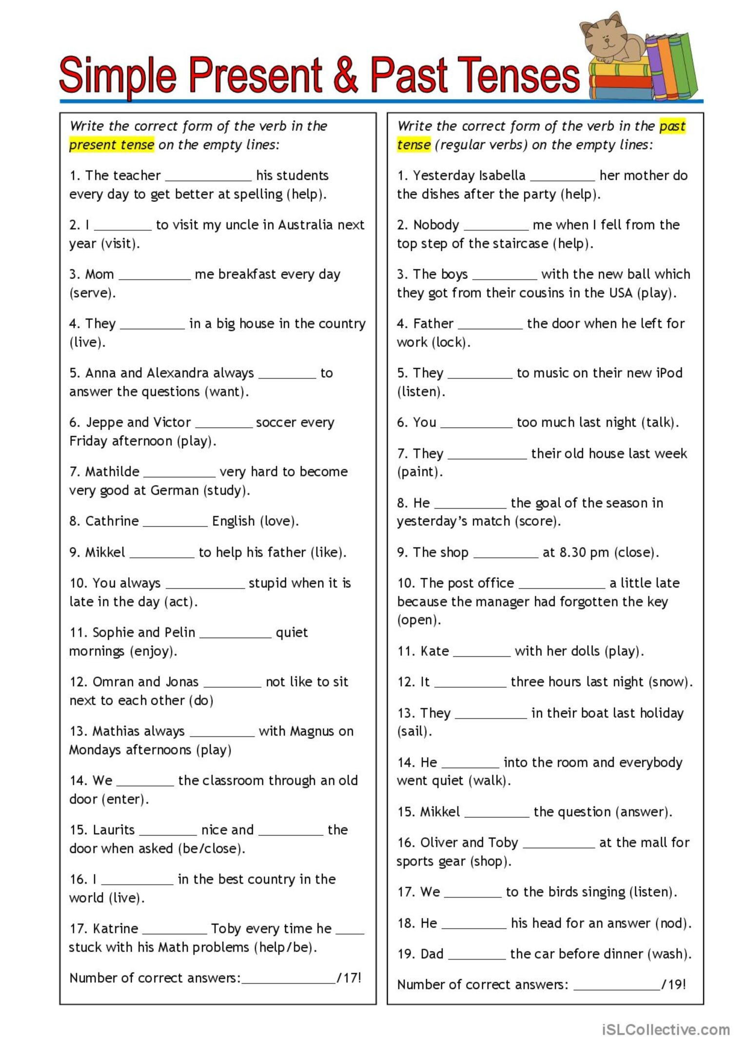 Simple Past X Simple Present Simple Past Tense Worksheet Sim Simple Past X Simple Present Simple Past Tense Worksheet Sim