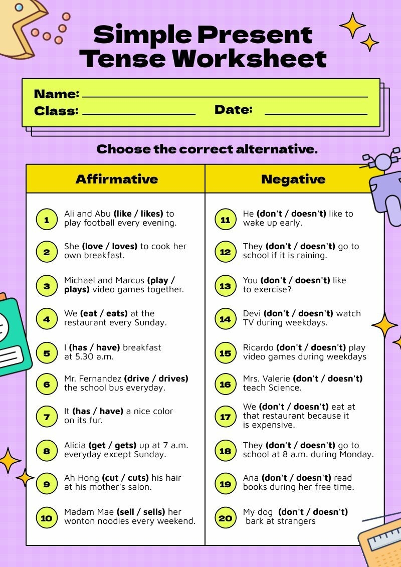 Simple Present Tense Worksheet Digital Worksheets Library