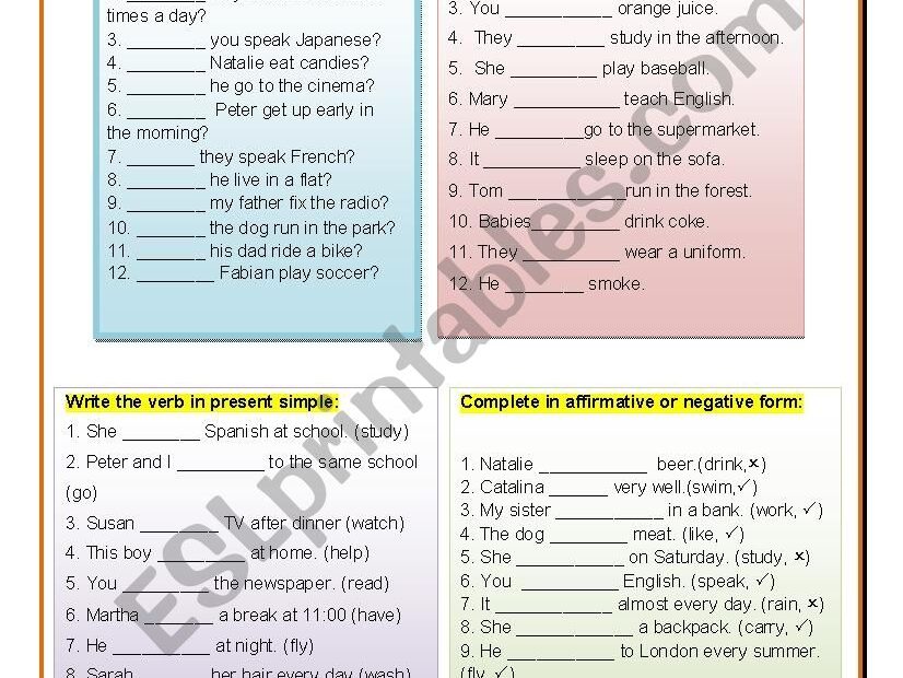 Simple Present Tense Worksheet Simple Present Tense Simple Present