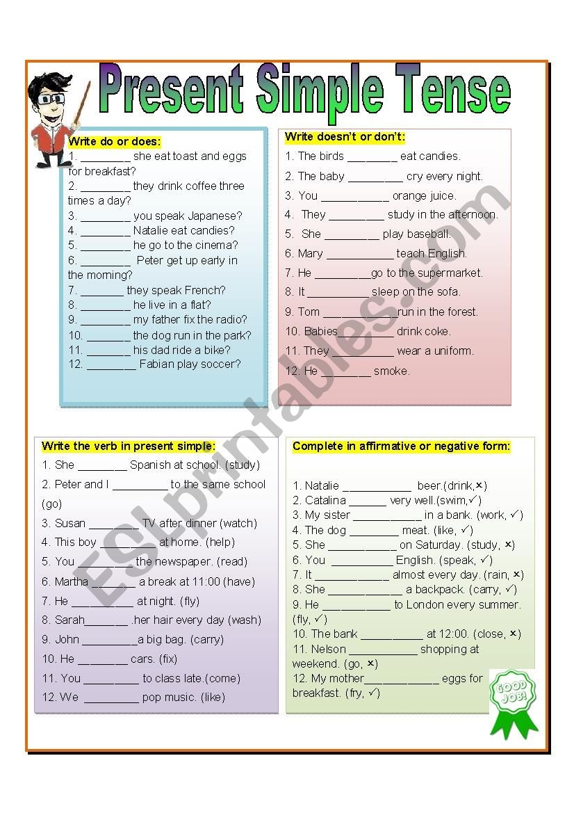 Simple Present Tense Worksheet Simple Present Tense Simple Present 