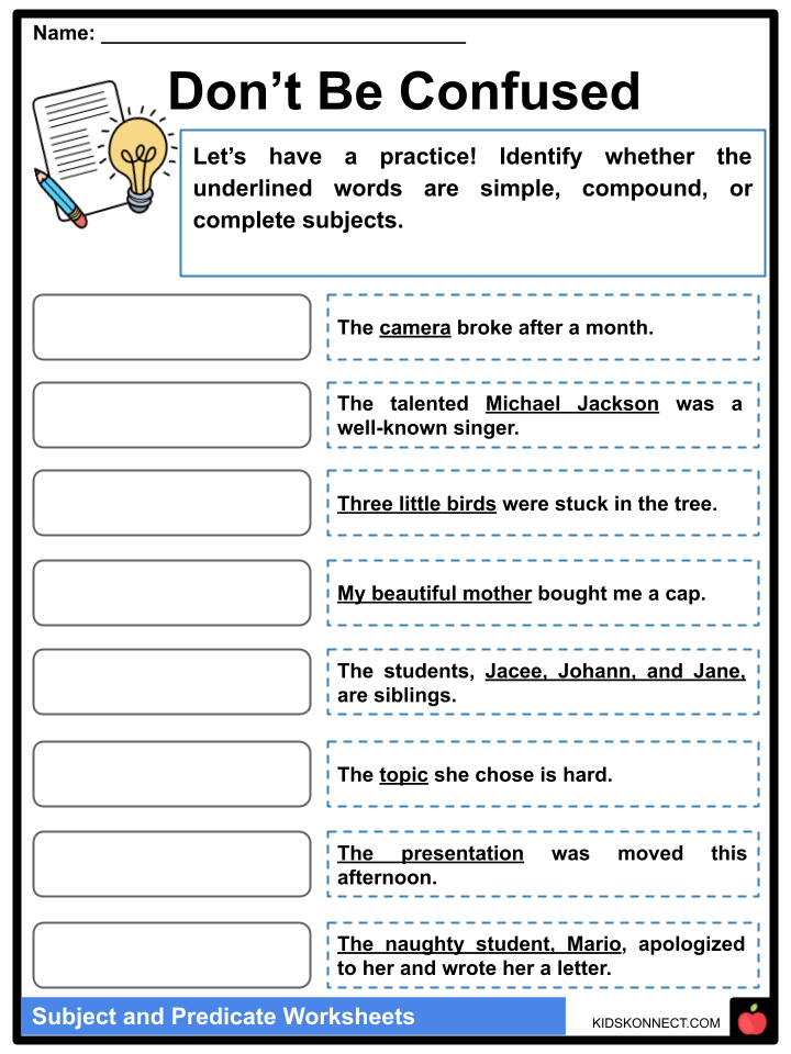 Simple Subjects Simple Predicate Worksheet Live Worksheets 