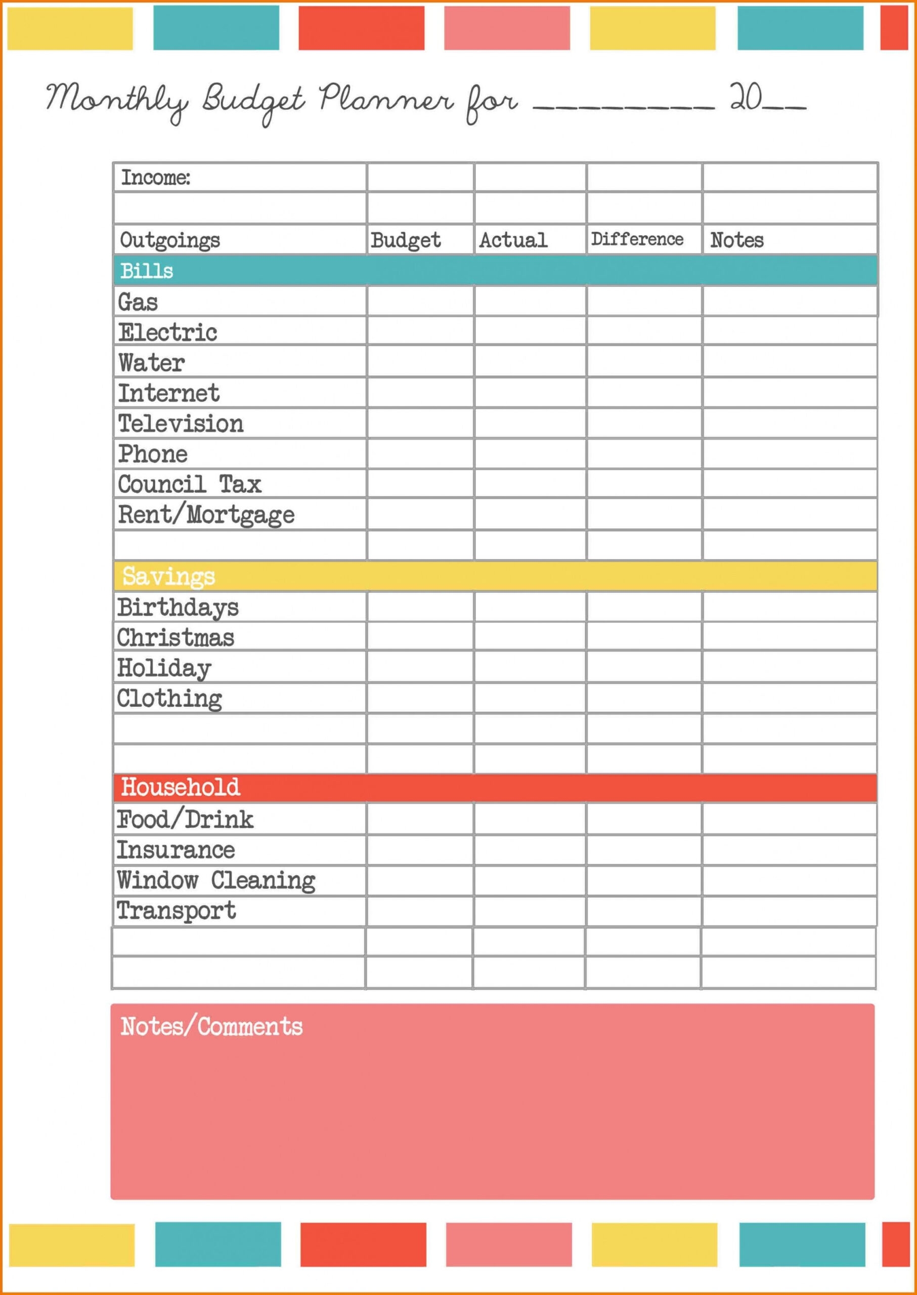 Single Person Free Printable Monthly Budget Worksheet FREE Printables