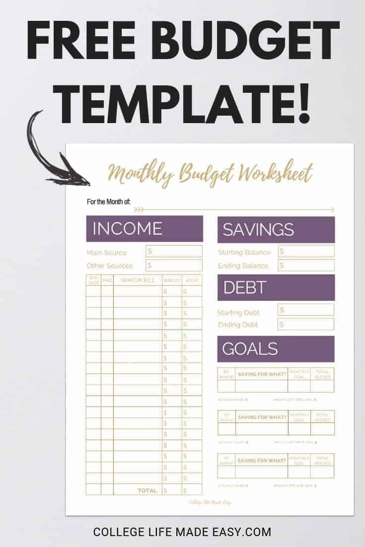 Single Person Free Printable Monthly Budget Worksheet FREE Printables