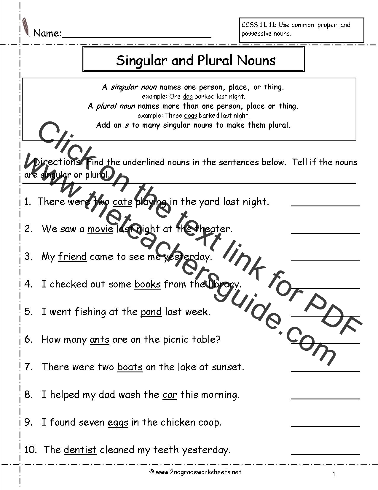 Singular And Plural Nouns Worksheet E streetlight