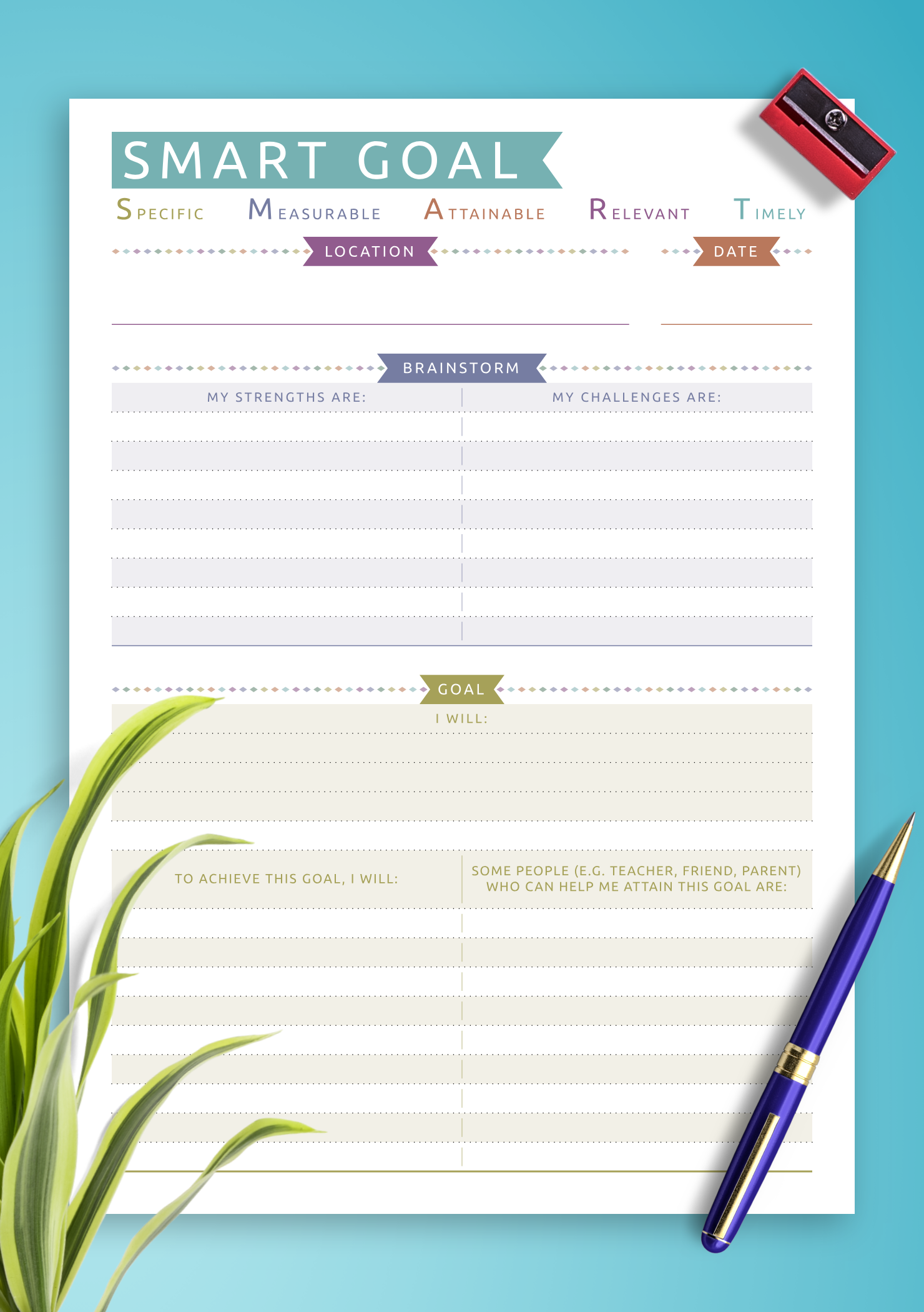 Smart Goals Free Printable Worksheet Smart Goals Free Printable Worksheet