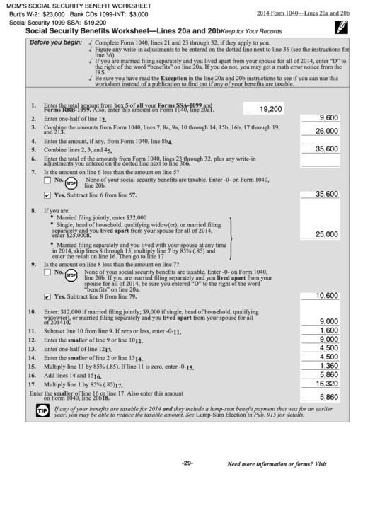 Social Security Benefits Worksheet 2023