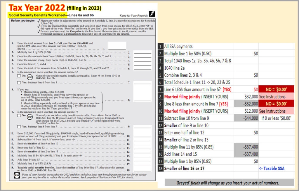 Social Security Benefits Worksheet For Tax Year 2022 A Basic 