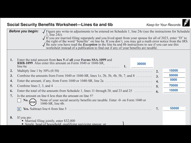 Social Security Benefits Worksheet Walkthrough IRS Form 1040 