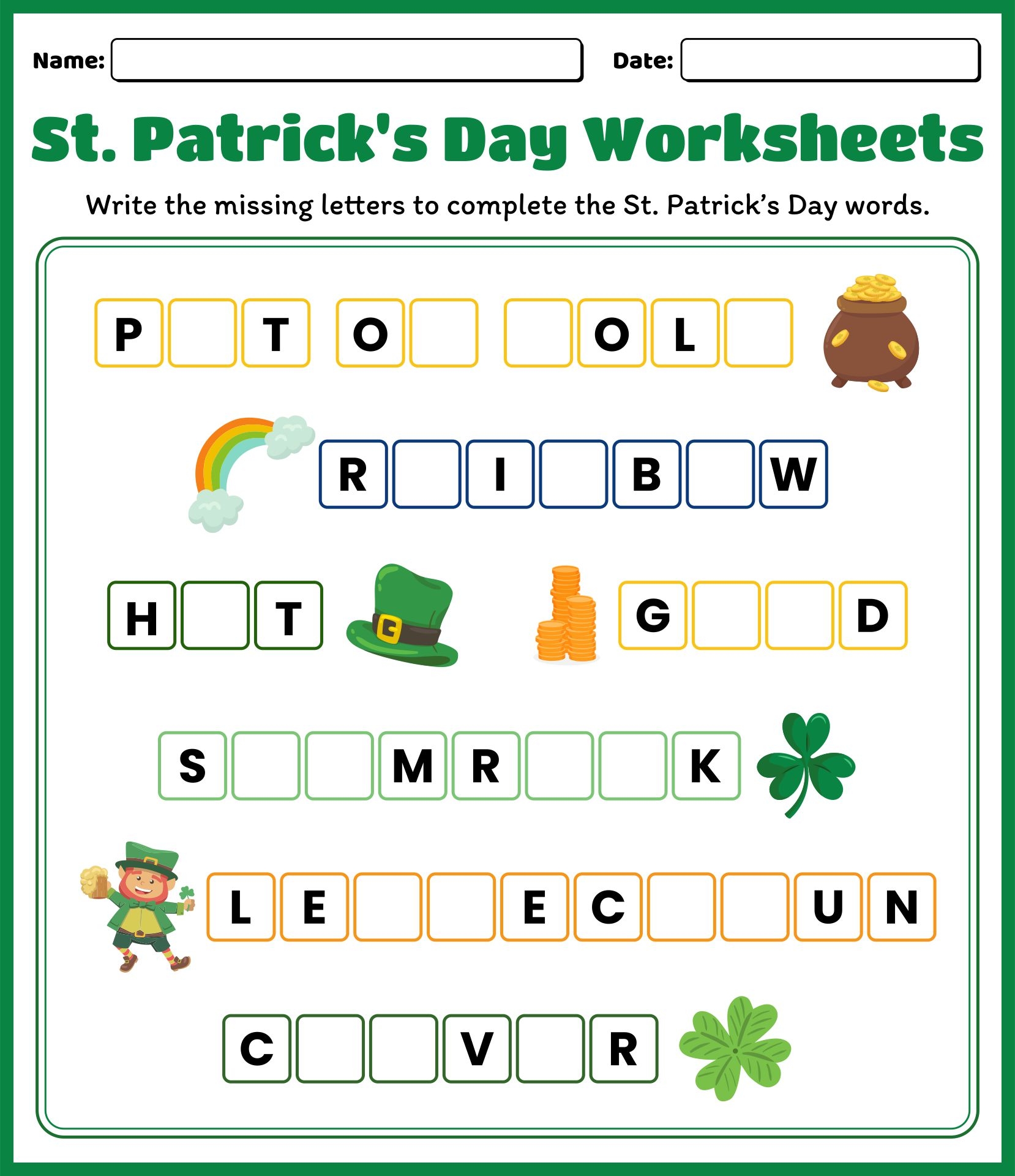 St Patrick 39 s Day Worksheets 11 Free PDF Printables Printablee