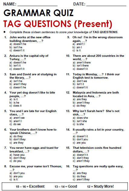 Tag Questions All Things Grammar