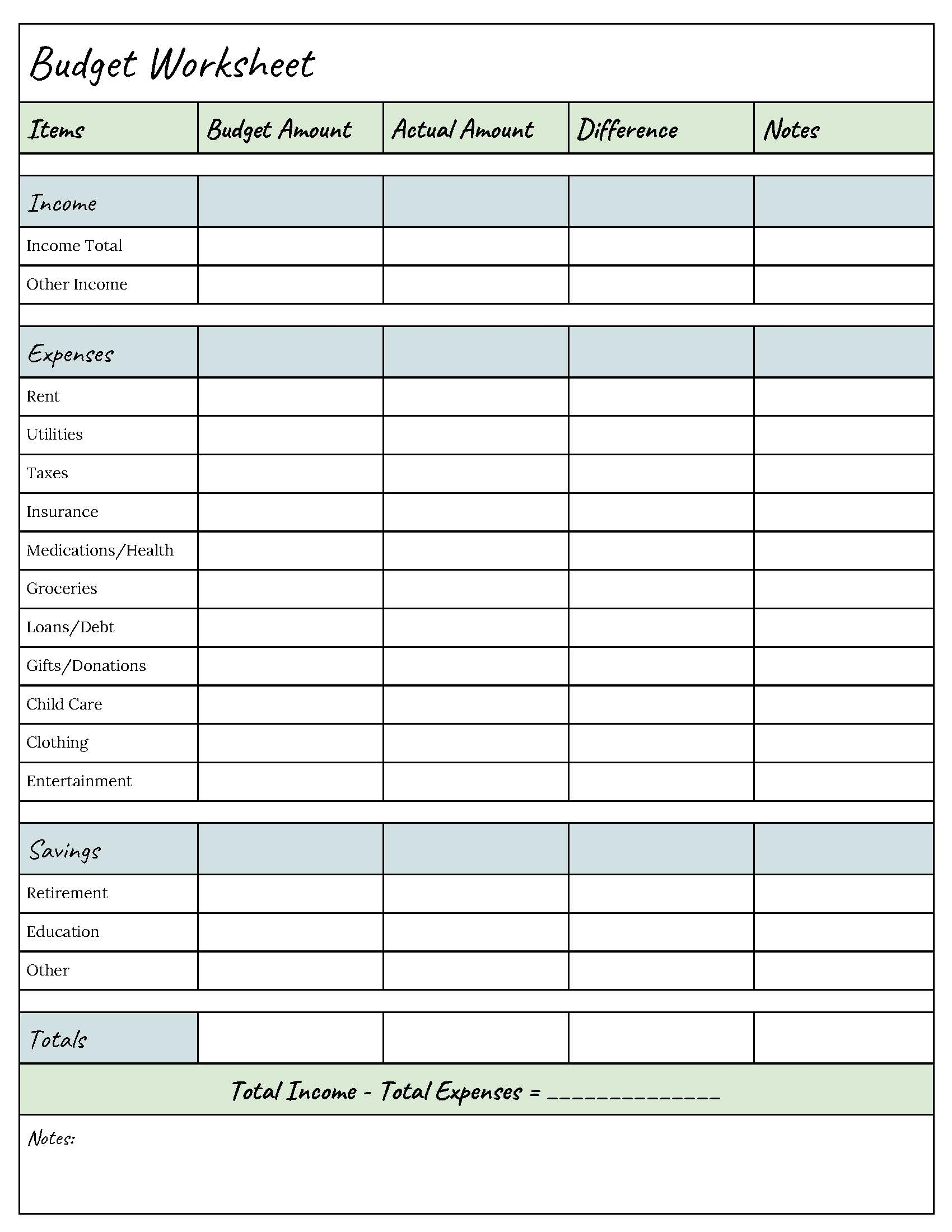 Template Free Beginner Printable Budget Worksheet Printable Templates
