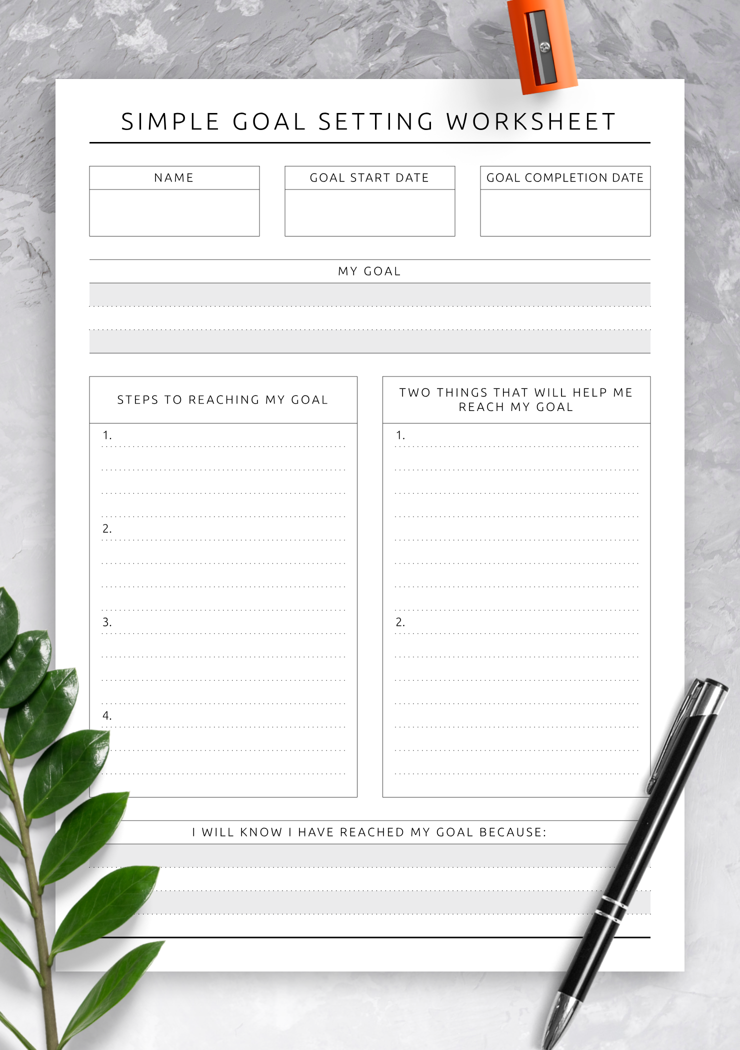 Template Printable Goal Setting Worksheet Printable Templates
