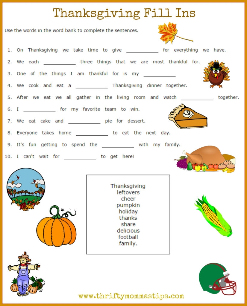 Thanksgiving Printable Worksheets Middle School Printable Worksheets