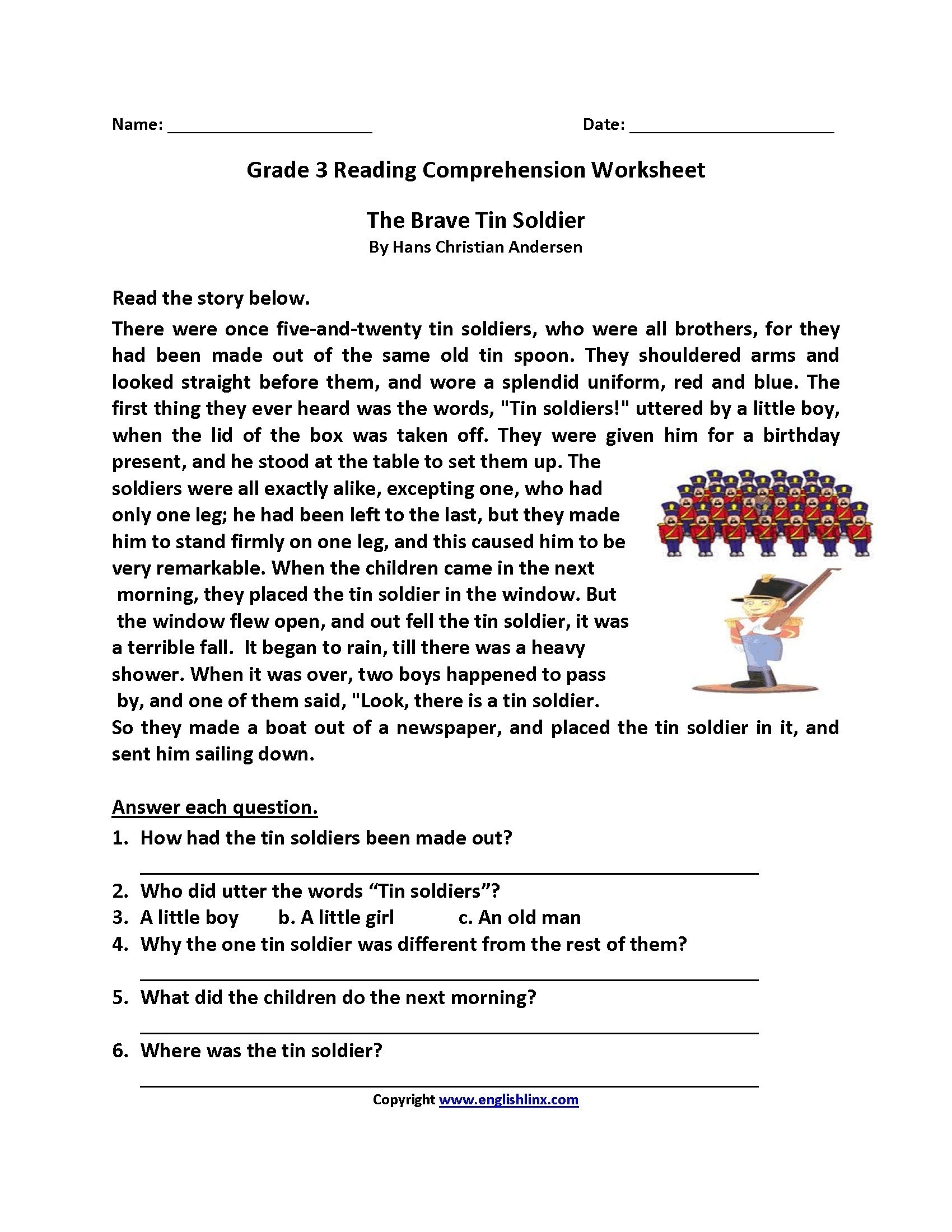 Third Grade Printable Reading Worksheets
