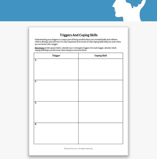 Triggers And Coping Skills Worksheet PsychPoint Coping Skills Worksheets