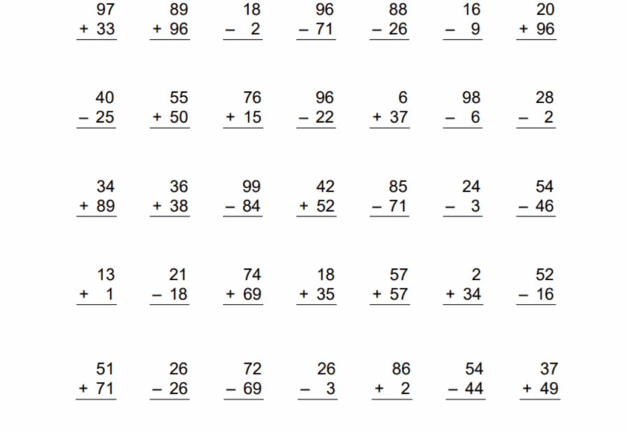 Two Digit Addition And Subtraction Worksheets WorksheetsGO