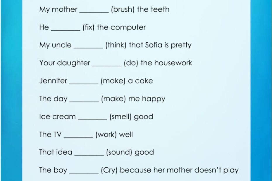 Verb Forms With S es ies Worksheet Verb Worksheets Basic English