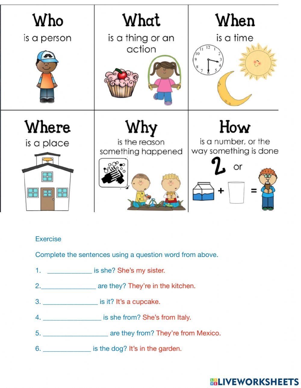 Wh Question Words My English Printable Worksheets Worksheets Library