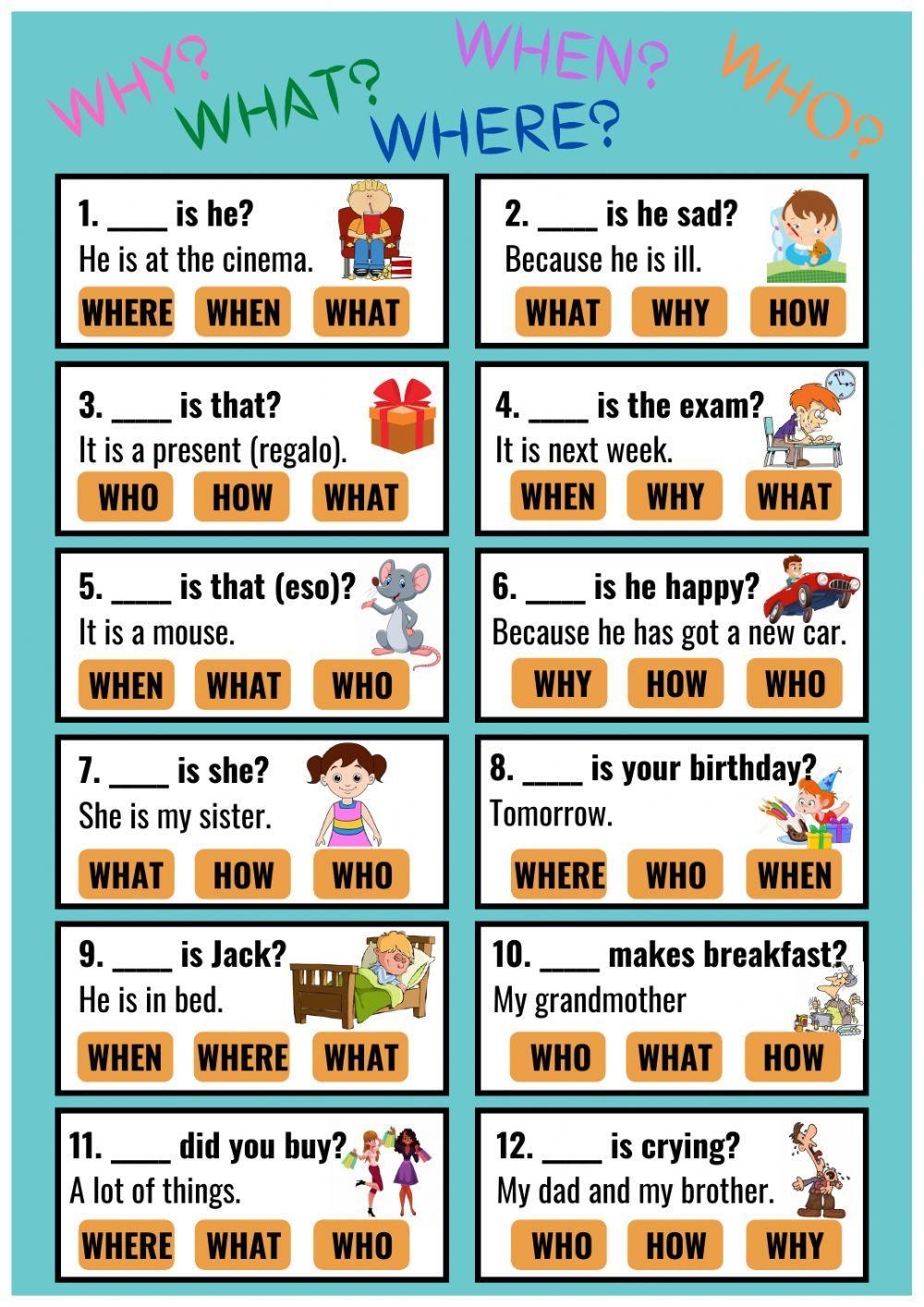 Wh questions Worksheet Live Worksheets Worksheets Library