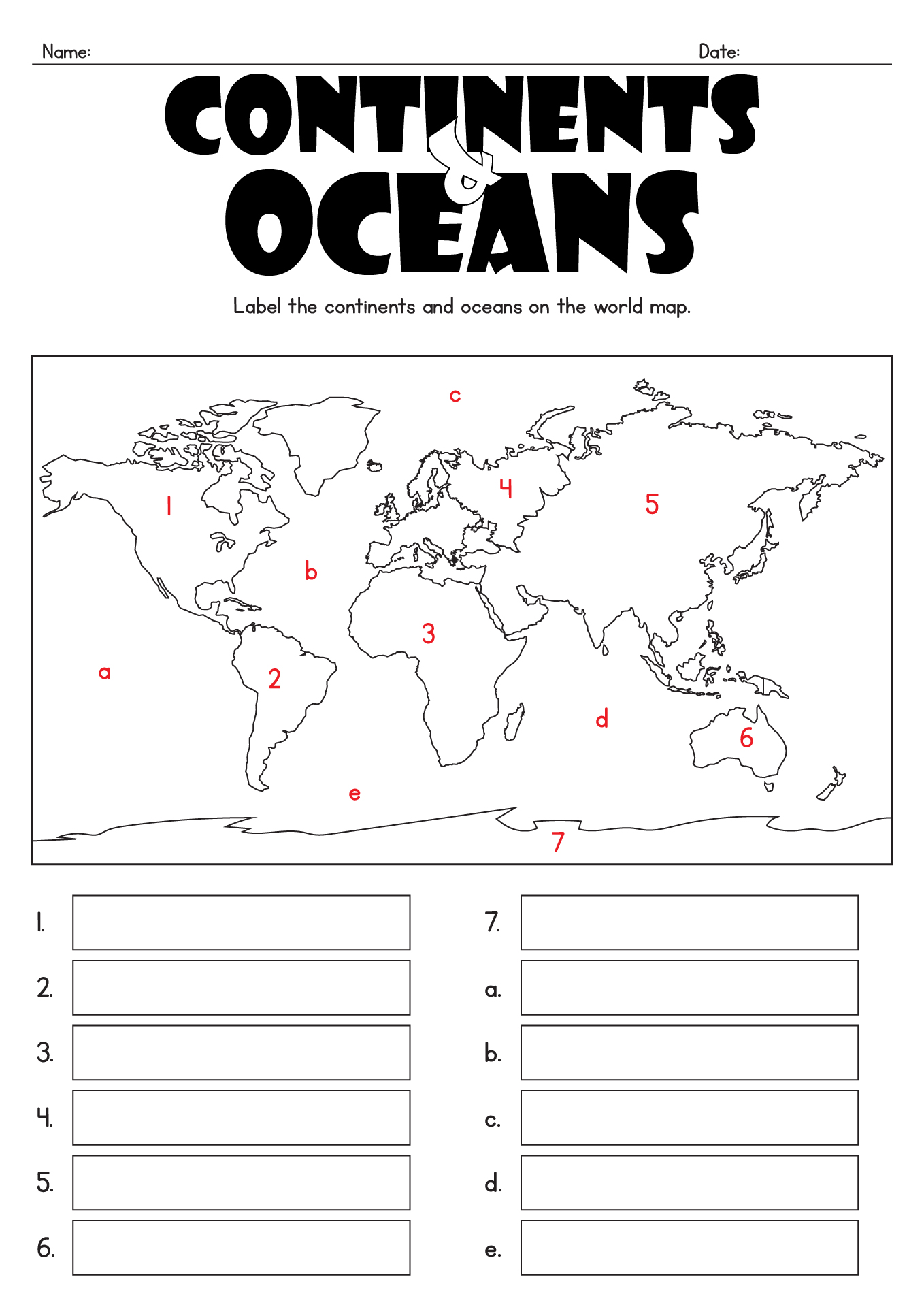Worksheet Map Of Continents And Oceans Printable Pdf Vrogue co