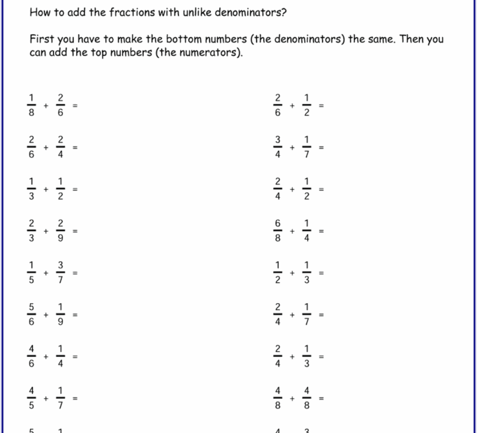 Worksheets For Adding Fractions FractionsWorksheets