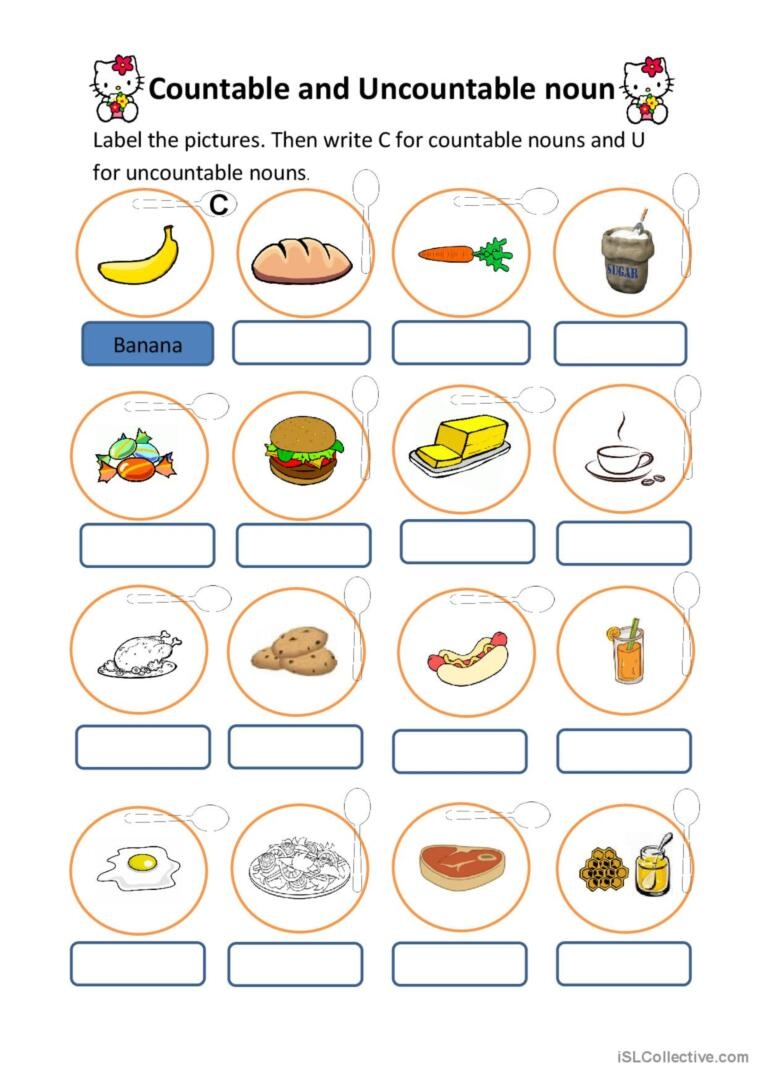 YEAR Countable And Uncountable Nouns Worksheet Live 57 OFF